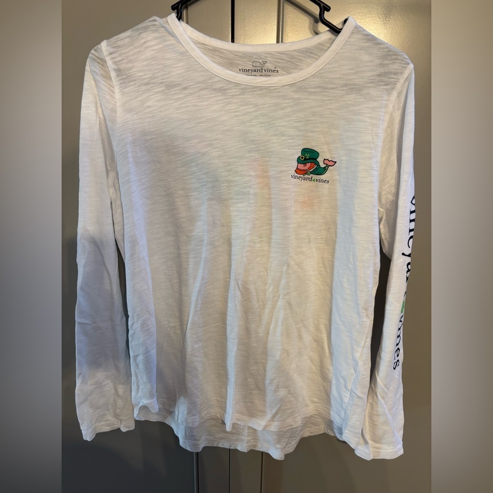 Vineyard Vines Long Sleeve White St Patrick's Day Tee Size S So Cute!
